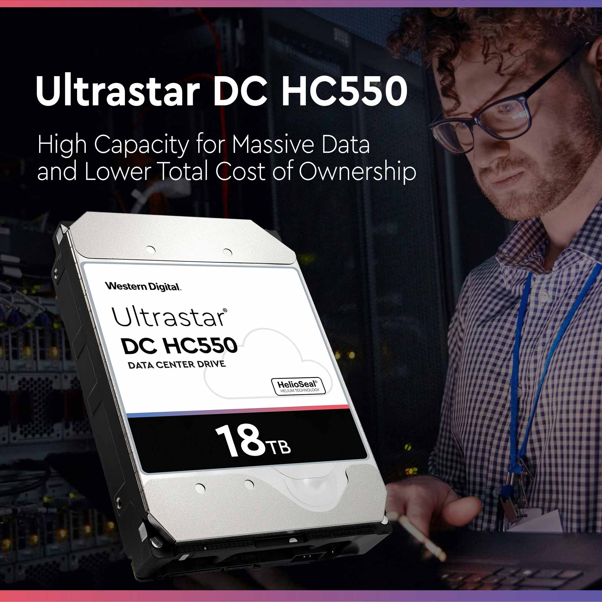 WD Ultrastar 18TB HDD DC HC550 7200RPM SATA 6Gb/s 3.5" Enterprise Hard Drive WUH721818ALE6L4 (0F38459) - High Capacity
