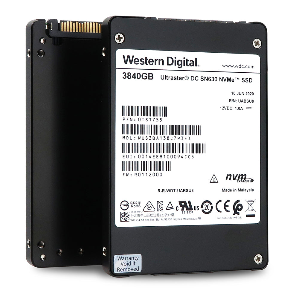 Western Digital Ultrastar DC SN630 WUS3BA138C7P3E3 0TS1755 3.84TB PCIe Gen 3.0 x4 4GB/s VRI 2.5in Solid State Drive