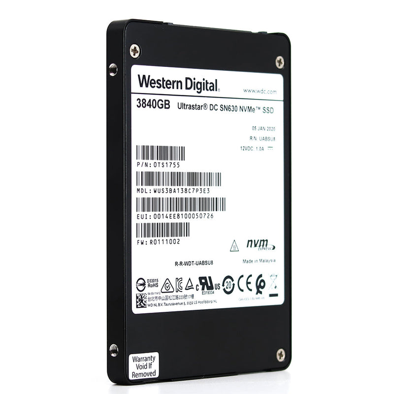 Western Digital Ultrastar DC SN630 WUS3BA138C7P3E3 0TS1755 3.84TB PCIe Gen 3.0 x4 4GB/s VRI 2.5in Solid State Drive