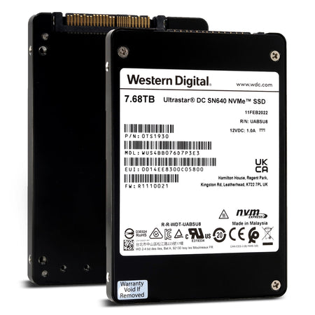 Western Digital Ultrastar DC SN640 WUS4BB076D7P3E3 0TS1930 7.68TB PCIe Gen3.1 x4 4GB/s U.2 NVMe 3D TLC 2.5in Solid State Drive Main