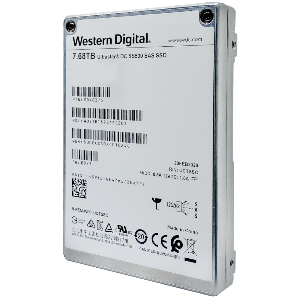 Western Digital Ultrastar DC SS530 WUSTR1576ASS201 0B40375 7.68TB SAS 12Gb/s 2.5in Solid State Drive