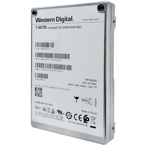Western Digital Ultrastar DC SS530 WUSTR1576ASS201 0B40375 7.68TB SAS 12Gb/s 2.5in Refurbished SSD