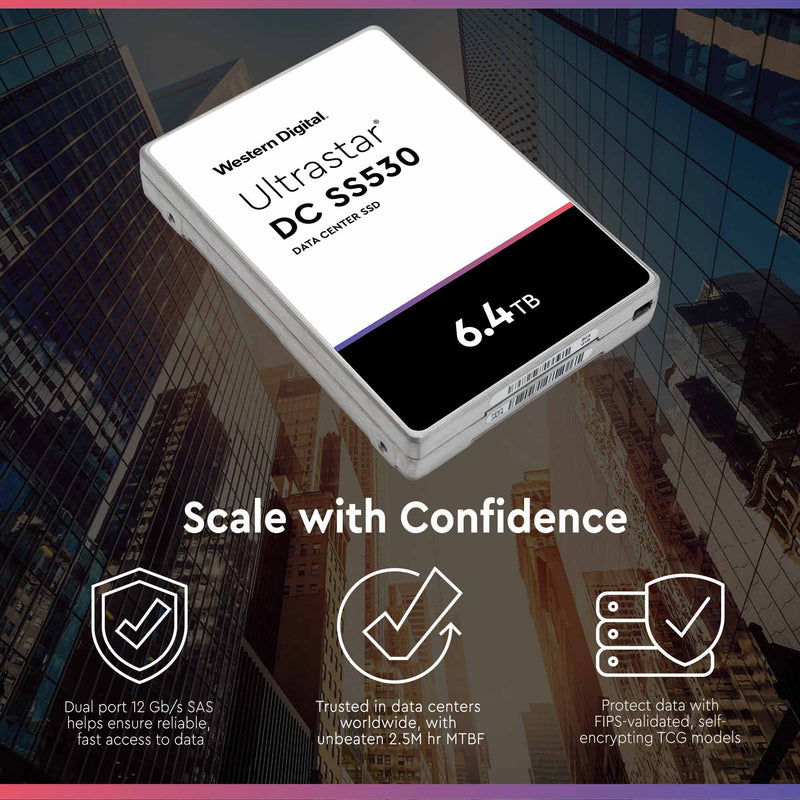 Western Digital Ultrastar DC SS530 WUSTR6464ASS204 0P40502 6.4TB SAS 12Gb/s 2.5" SE Solid State Drive