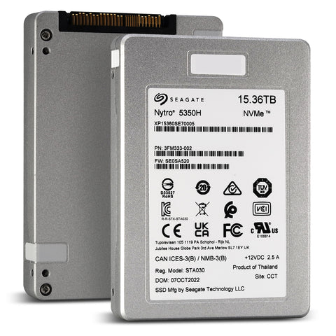 Seagate Nytro 5350H XP15360SE70005 3FM333-002 15.36TB PCIe Gen 4.0 x4 8GB/s 3D eTLC U.2 NVMe 2.5in Solid State Drive