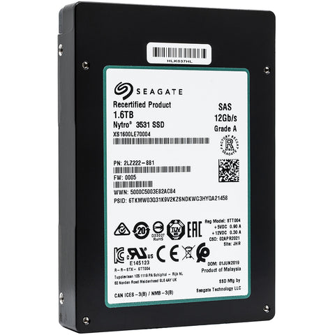 Seagate Nytro 3531 XS1600LE70004 1.6TB SAS 12Gb/s Mixed Use MLC 2.5in Recertified Solid State Drive 1