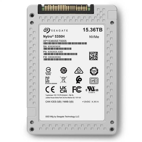 Seagate Nytro 5350H XP15360SE70005 3FM333-002 15.36TB PCIe Gen 4.0 x4 8GB/s 3D eTLC U.2 NVMe 2.5in Recertified Solid State Drive
