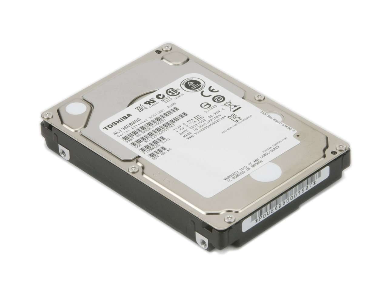 Toshiba AL13SE AL13SEB600 600GB 10K RPM SAS-6Gb/s 2.5" Manufacturer Recertified HDD