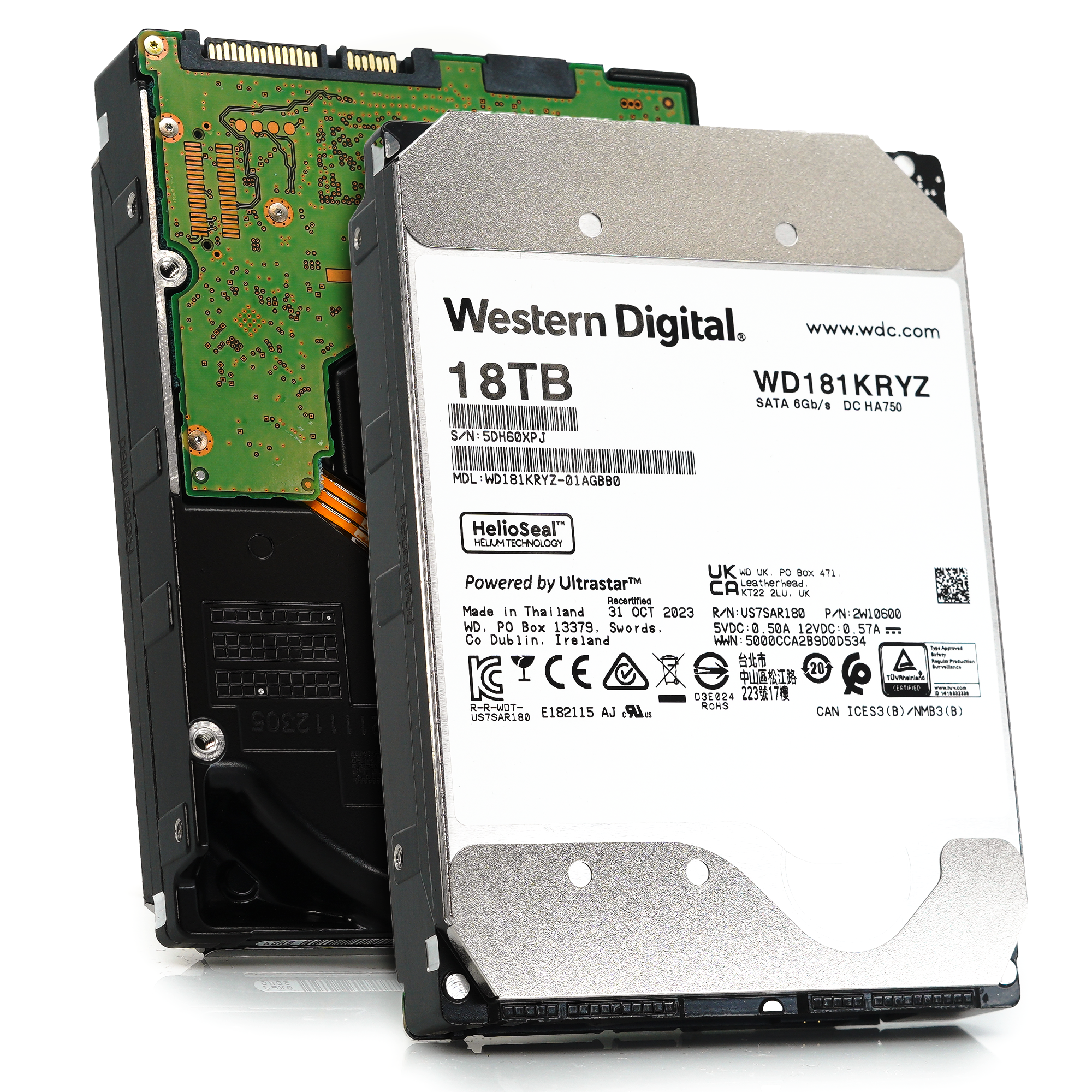 Western Digital Gold WD181KRYZ 18TB 7.2K RPM SATA 6Gb/s 512e Enterprise 3.5in Refurbished HDD