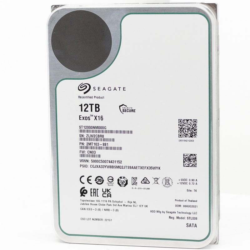 Exos X16 ST12000NM000G used factory refurbished hard drive