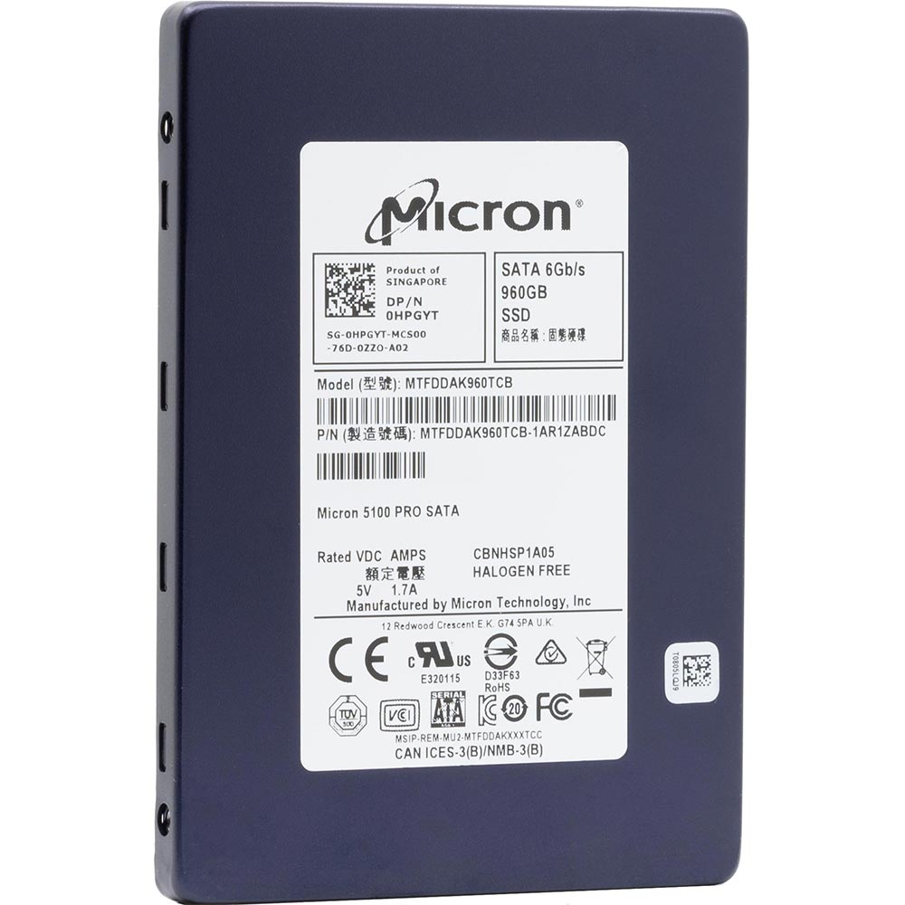 Micron 5100 PRO MTFDDAK960TCB HPGYT 960GB SATA 6Gb/s 3D TLC 2.5in Solid State Drive