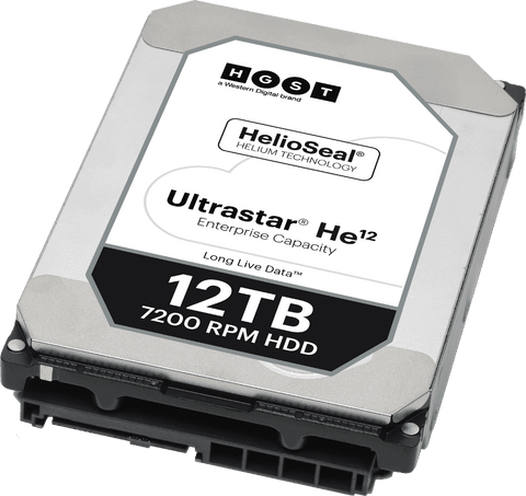 HGST Ultrastar He12 0F29533 HUH721212AL5205 12TB 7.2K RPM SAS 12Gb/s 512e 256MB Cache 3.5" TCG FIPS Manufacturer Recertified HDD