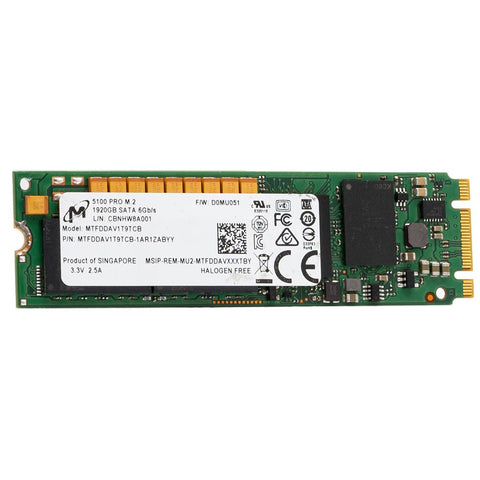 Micron 5100 PRO MTFDDAV1T9TCB 5RT2M 1.92TB SATA 6Gb/s 3D TLC M.2 Recertified Solid State Drive