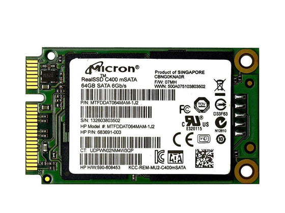 Micron RealSSD C400 MTFDDAT064MAM 64GB SATA 6Gb/s 2.5" mSATA Solid State Drive