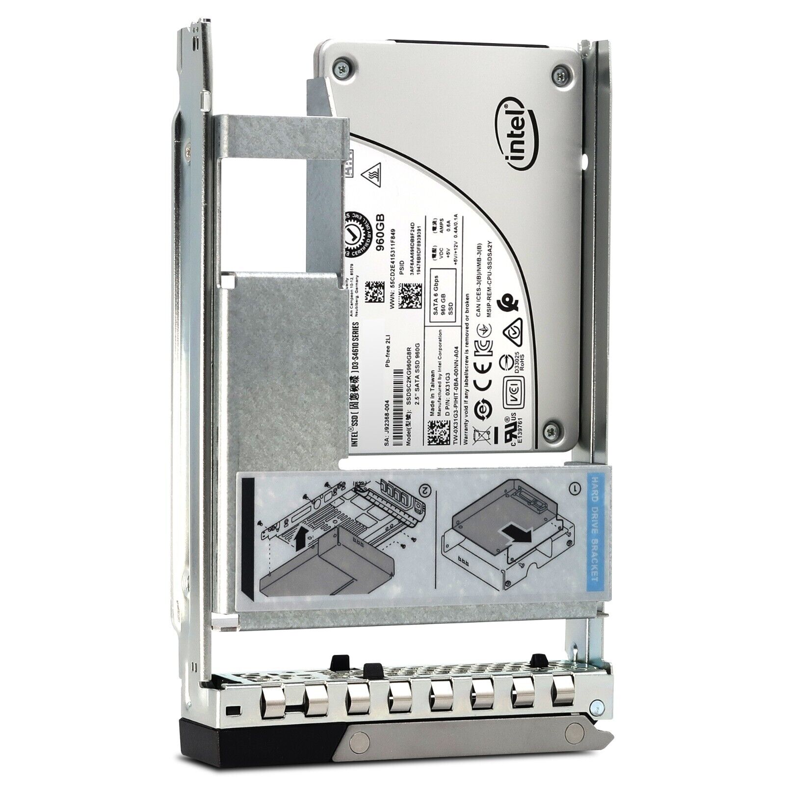 Dell G14 400-AWCW SSDSC2KG960G8R 960GB SATA 6Gb/s 3D TLC 3DWPD Hybrid 3.5in Recertified Solid State Drive