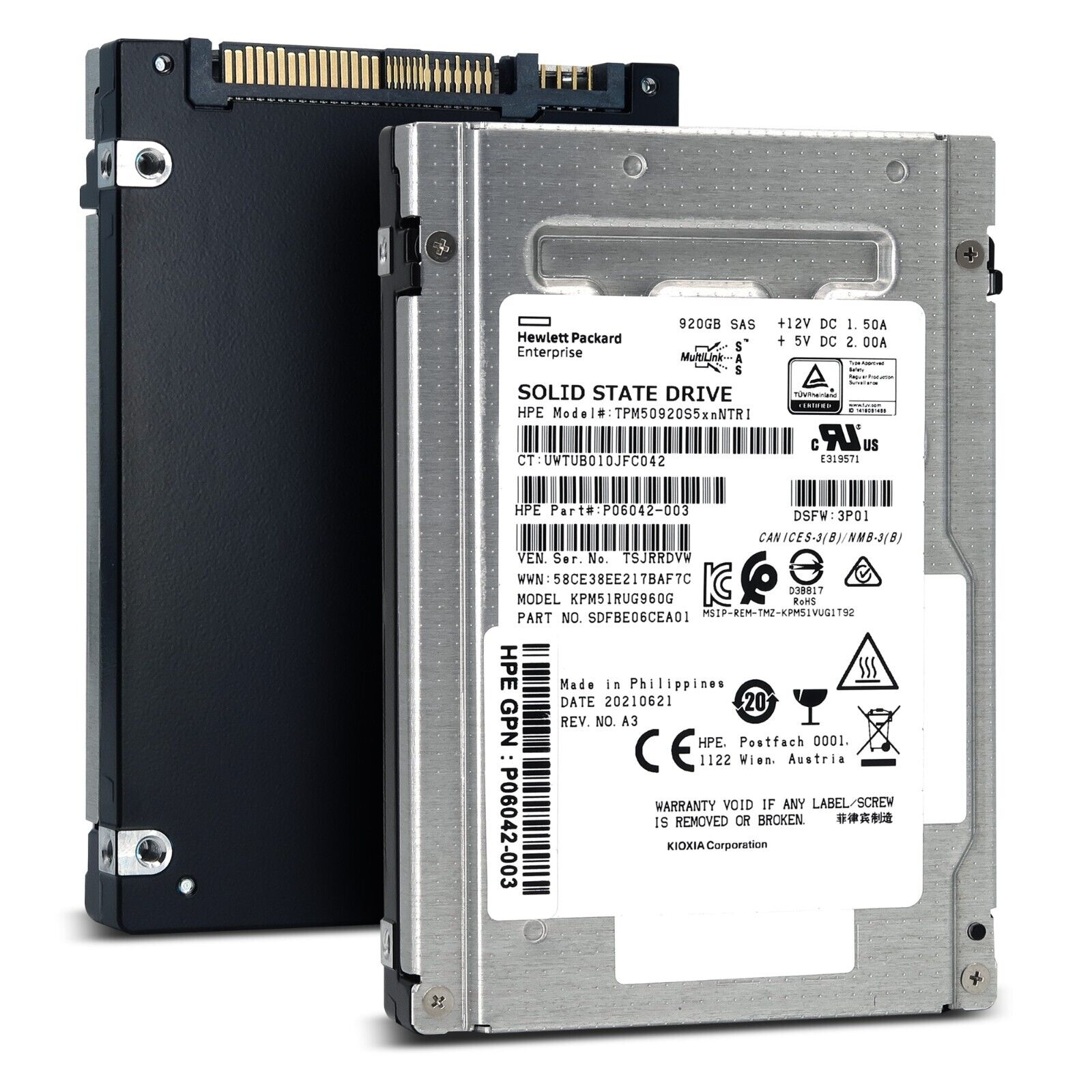 HPE PM5-R KPM51RUG960G P06042-003 920GB SAS 12Gb/s 2.5in Recertified Solid State Drive