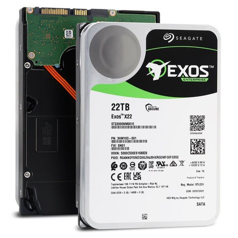 Seagate Exos X22 ST22000NM001E 3HM103-001 22TB 7.2K RPM SATA 6Gb/s 512e 3.5in Refurbished HDD