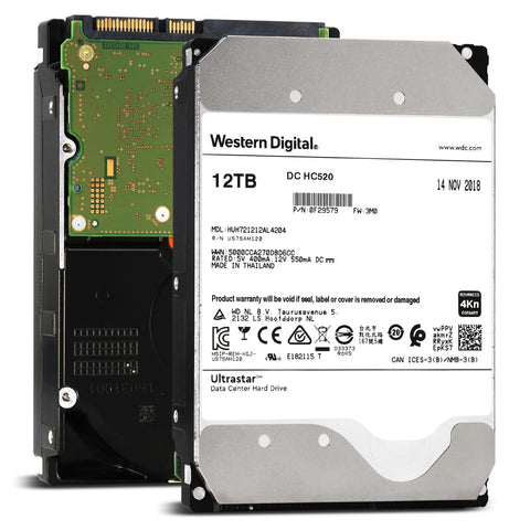 WD Ultrastar DC HC520 HUH721212AL4204 0F29579 12TB 7.2K RPM SAS 12Gb/s 4Kn 3.5in Refurbished HDD